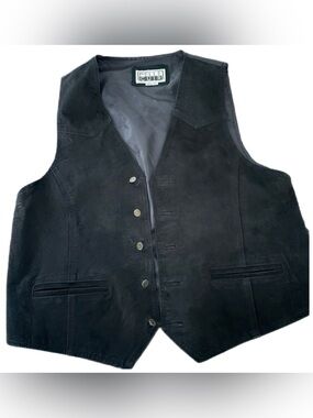 Pelle Cuir Black Suede Men's Button Vest